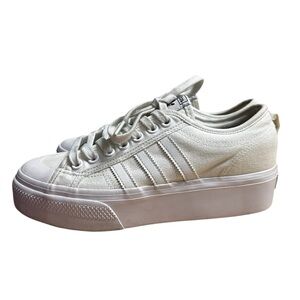 Adidas Nizza Platform White Sneakers Shoes Lace Up Size 9.5